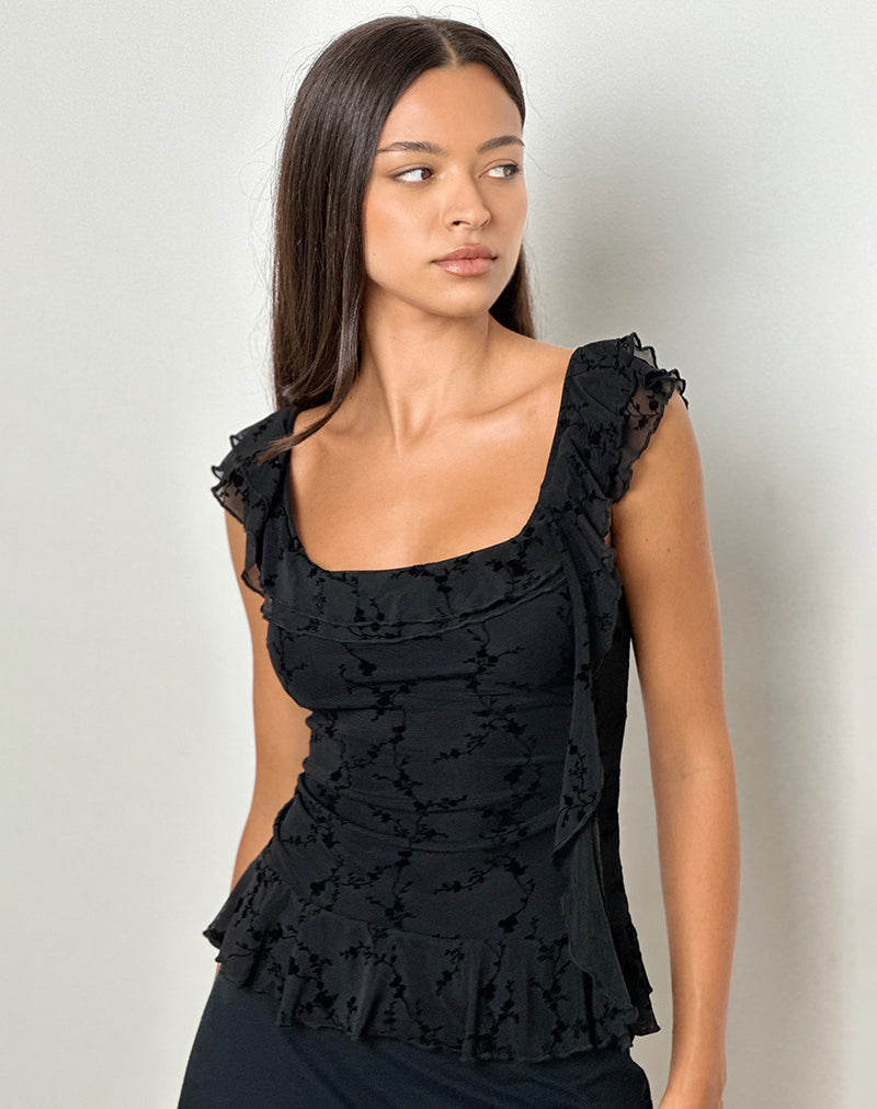Immagine di Piroli Top in Vine Flower Nero
