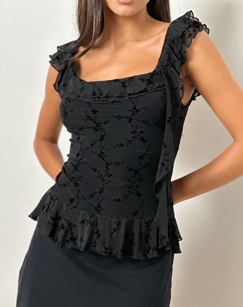 Immagine di Piroli Top in Vine Flower Nero