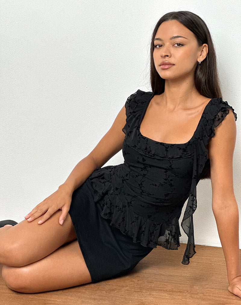Immagine di Piroli Top in Vine Flower Nero
