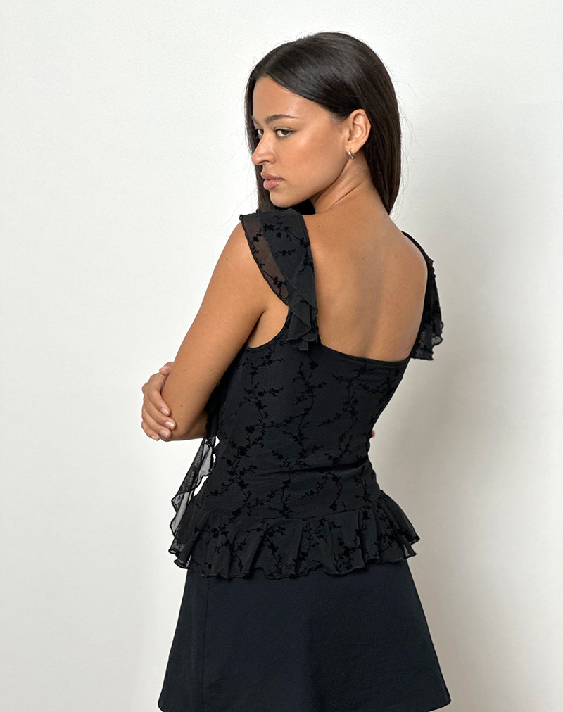Immagine di Piroli Top in Vine Flower Nero