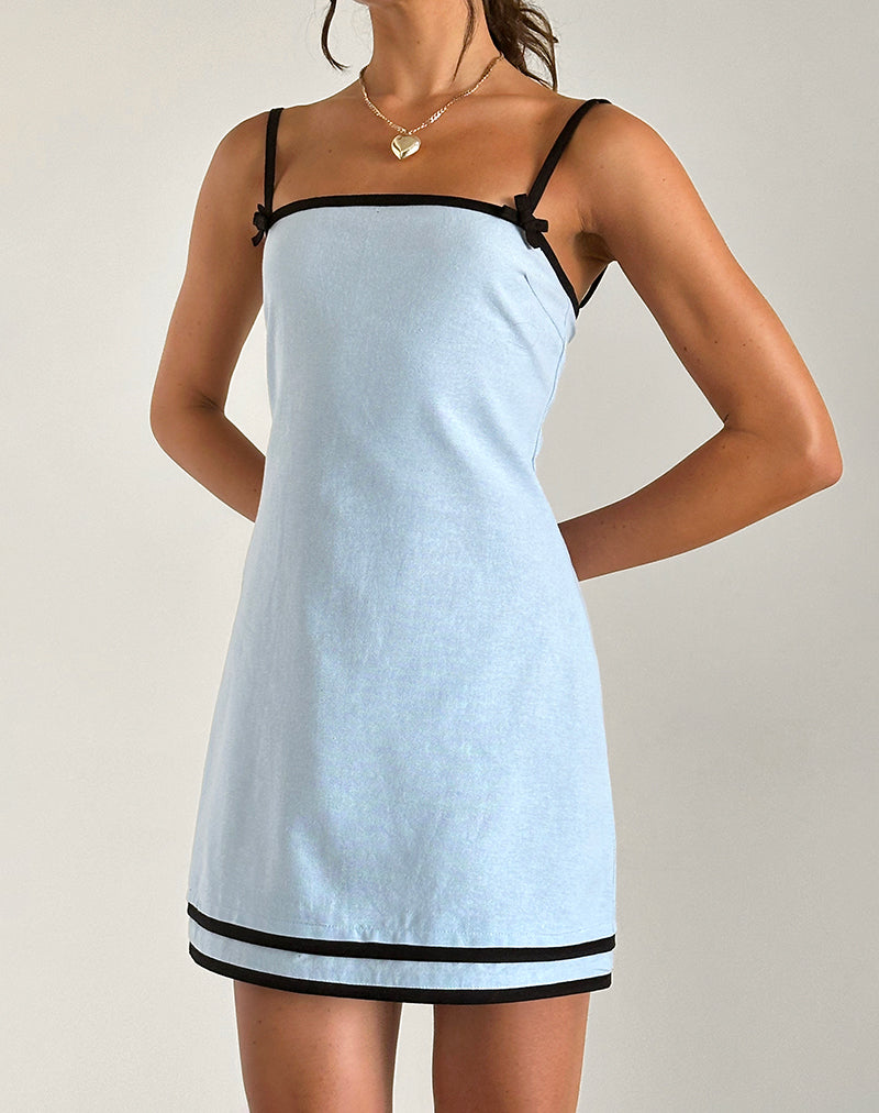 Immagine di Plasina Mini Gonna in Lino Blu
