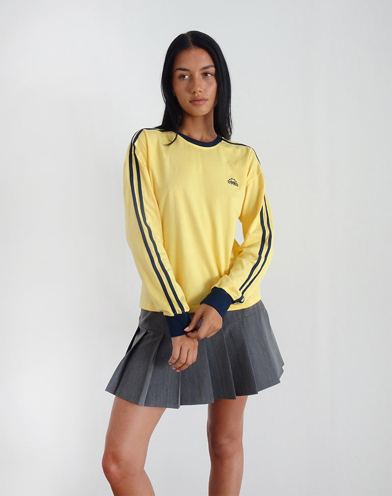 Top manica lunga Prata in Lemonade con bordino navy