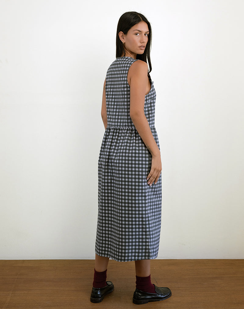 Immagine di Prelith Midi Dress in nero grigio tonale Gingham