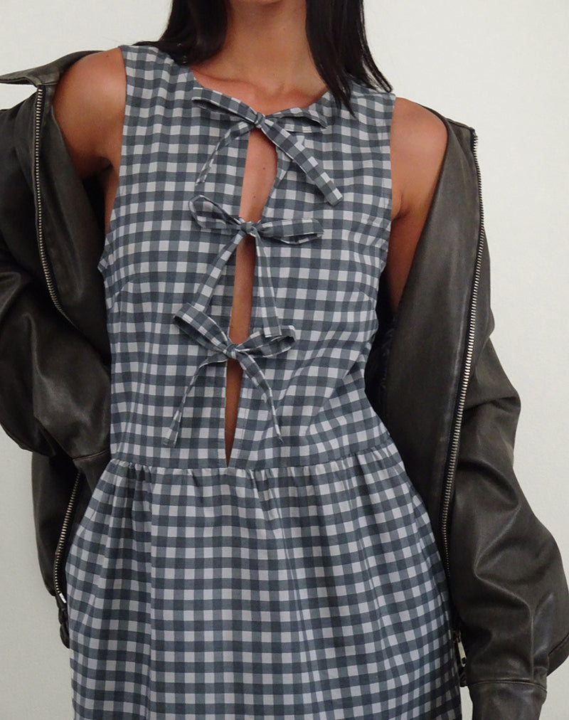 Immagine di Prelith Midi Dress in nero grigio tonale Gingham