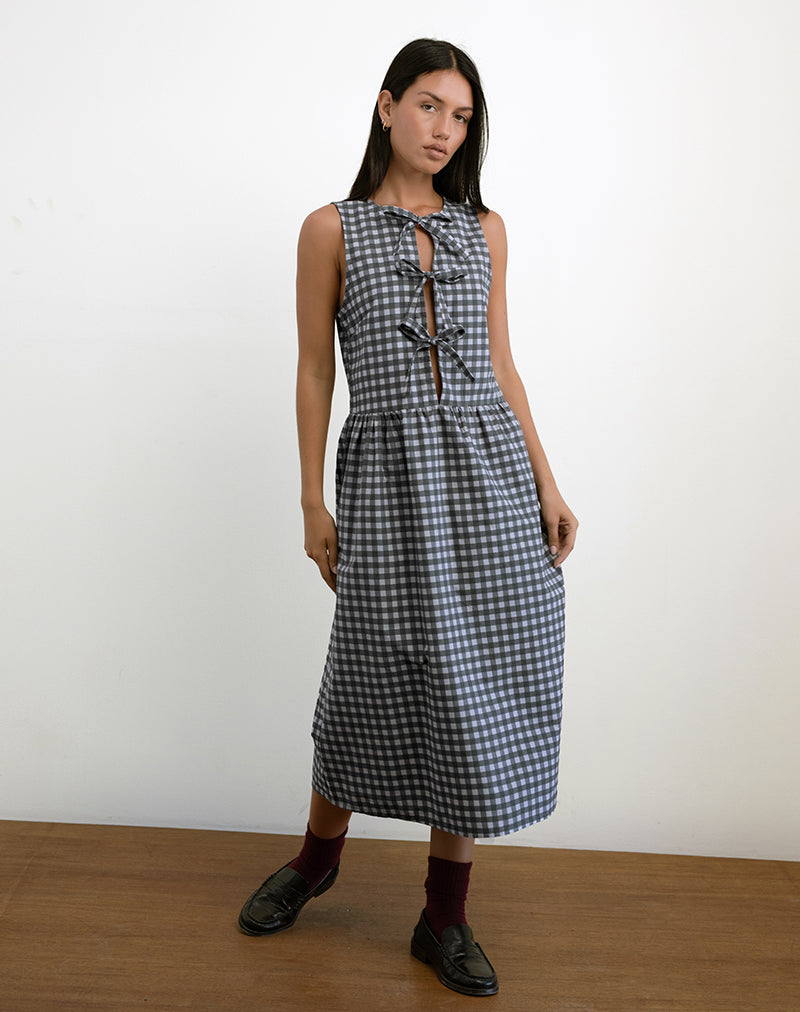 Immagine di Prelith Midi Dress in nero grigio tonale Gingham