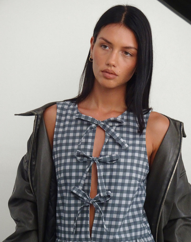 Immagine di Prelith Midi Dress in nero grigio tonale Gingham