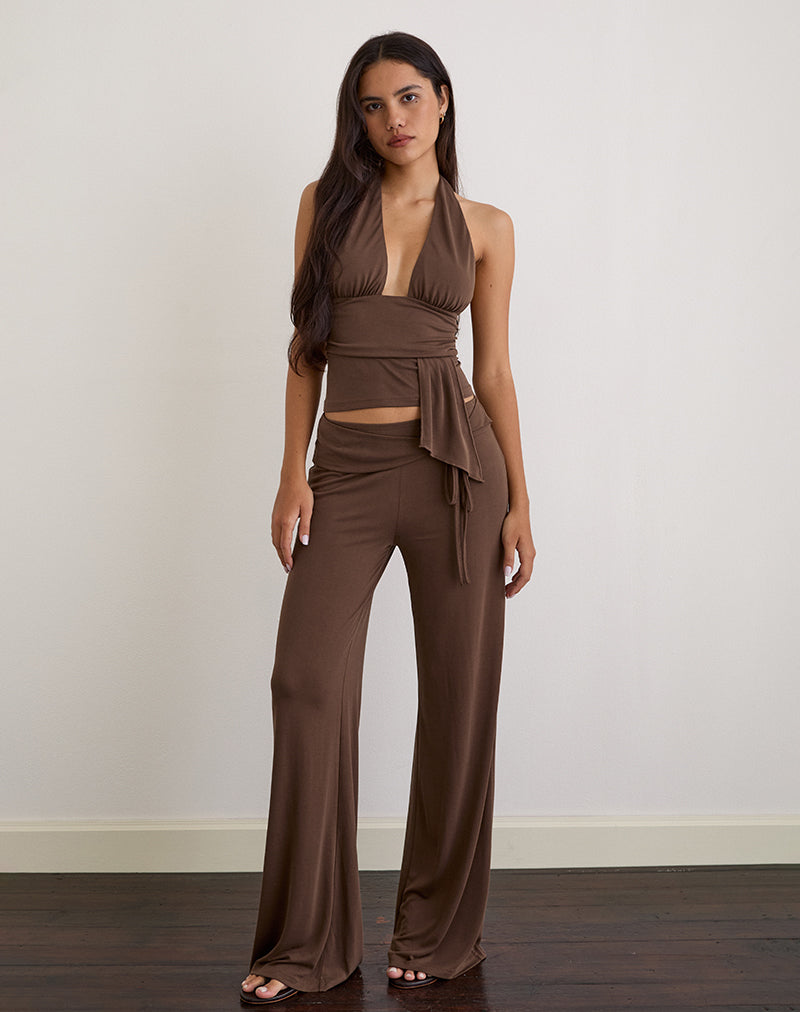 Pantalone Donata in cupro marrone scuro