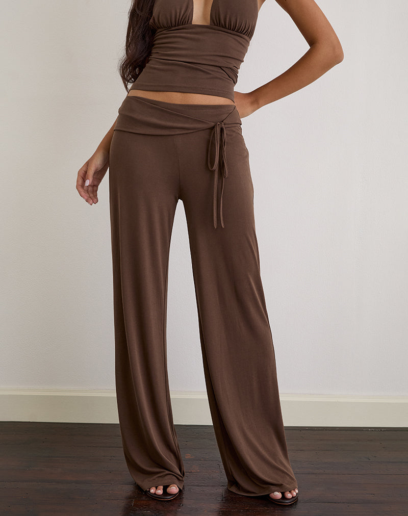 Pantalone Donata in cupro marrone scuro