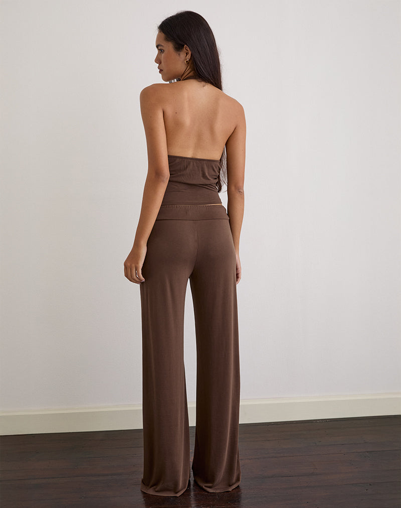 Immagine di Donata - Pantalone in Cupro marrone scuro