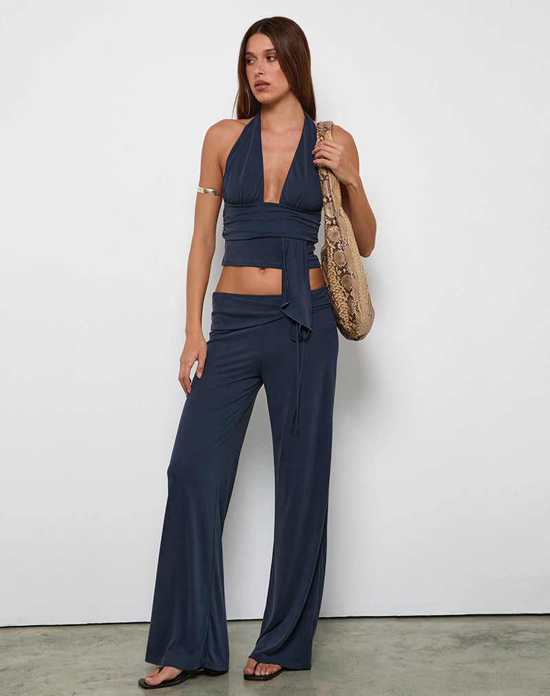 Pantaloni Donata in Ocean Storm con cintura
