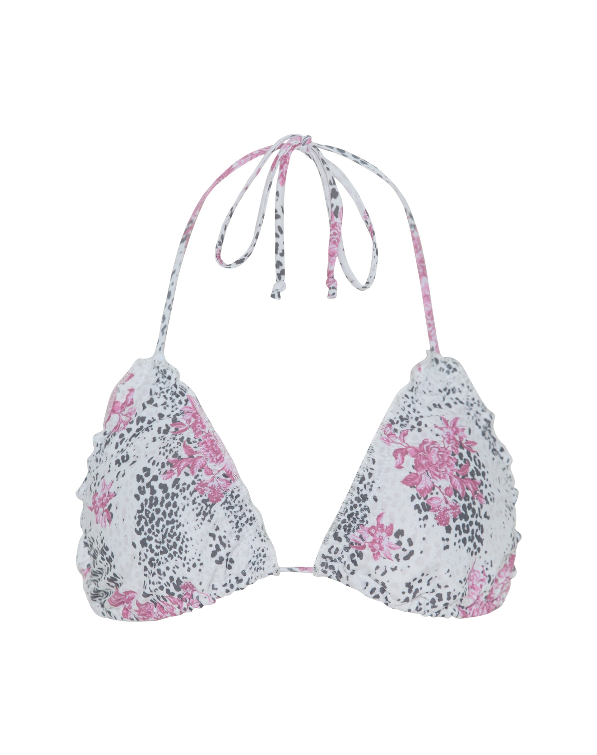 Immagine di Prisha Bikini Top in bianco con stampa di fiori della giungla