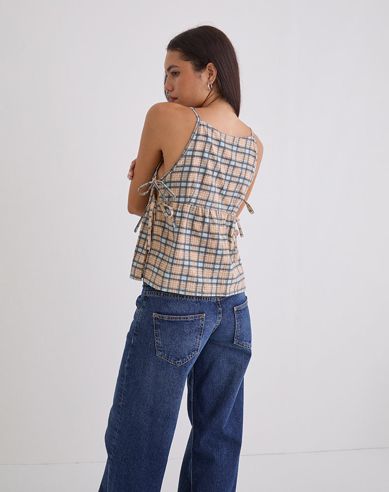 Immagine di Palsi Top senza maniche di colore blu pastello Tartan