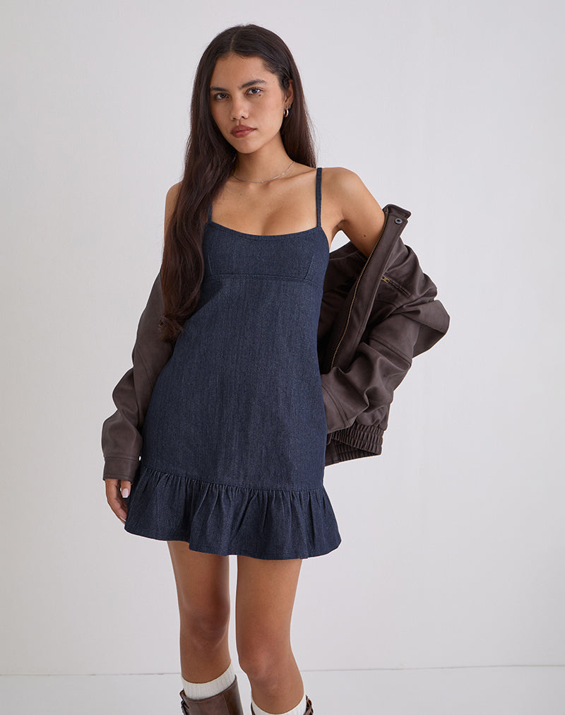 Mini abito Pamina in denim indaco