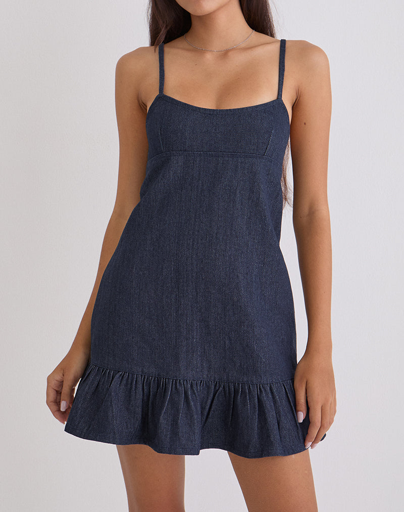 Mini abito Pamina in denim indaco