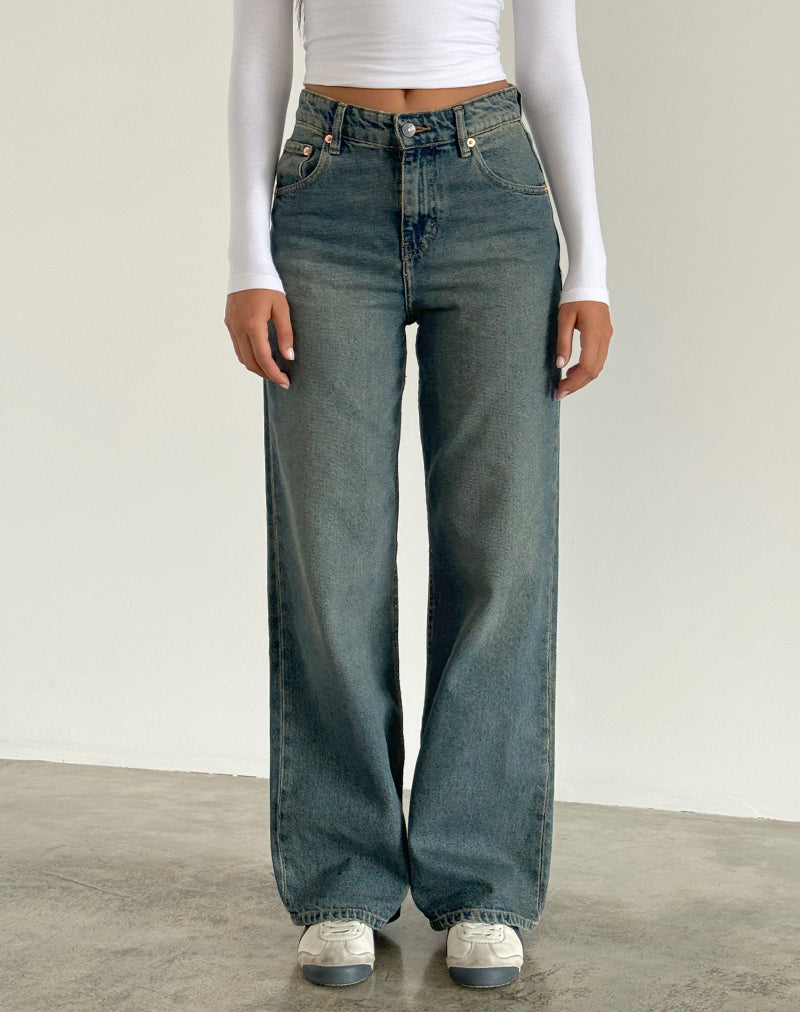 Jeans Parallel in marrone e blu acido
