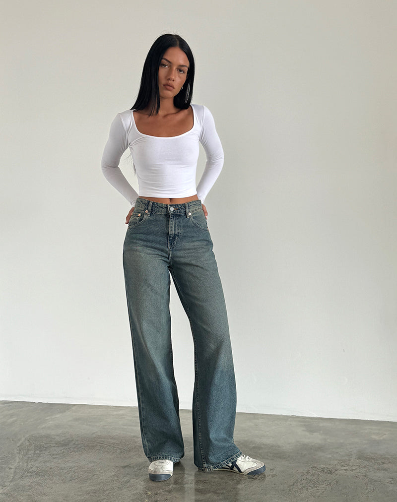 Jeans Parallel in marrone e blu acido