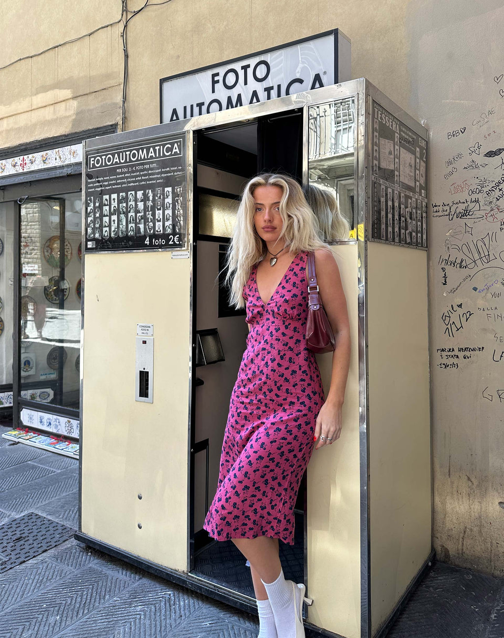 Vestito Lieva Midi in lampone floreale