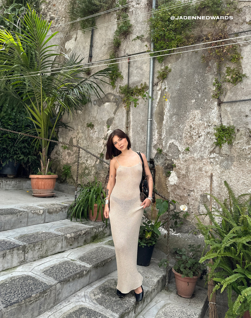 Maxi abito in maglia Norila in colore neutro