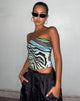 immagine di Shae Bandeau Top in Warped Zebra Blue