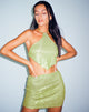 Immagine di Guida Mini Gonna in Drape Sequin Verde Lime