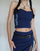 immagine di Clyde Embroidered Bandeu Top in Navy Flower Butterfly Emb