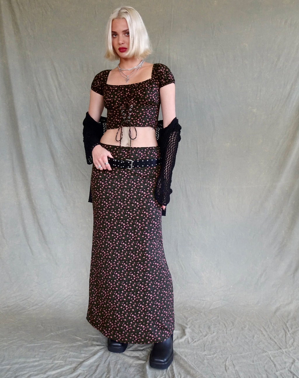 Maxi gonna Easton in rosa scuro rosa nero
