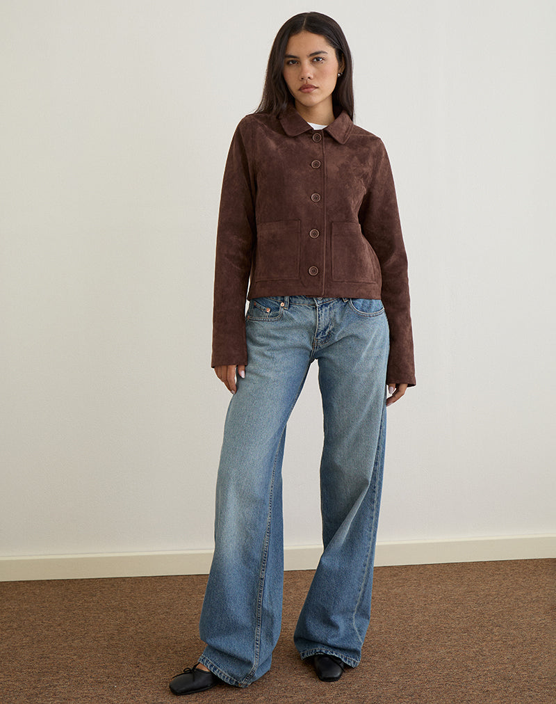 Immagine di Quincy, giacca cropped in finto camoscio marrone