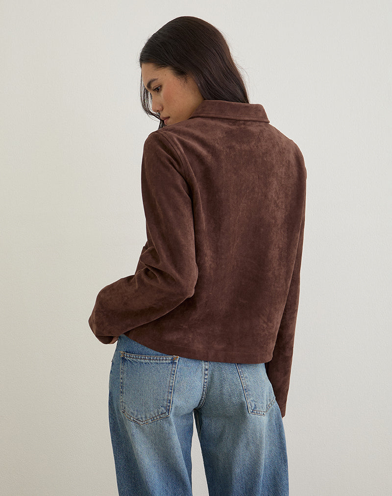 Immagine di Quincy, giacca cropped in finto camoscio marrone
