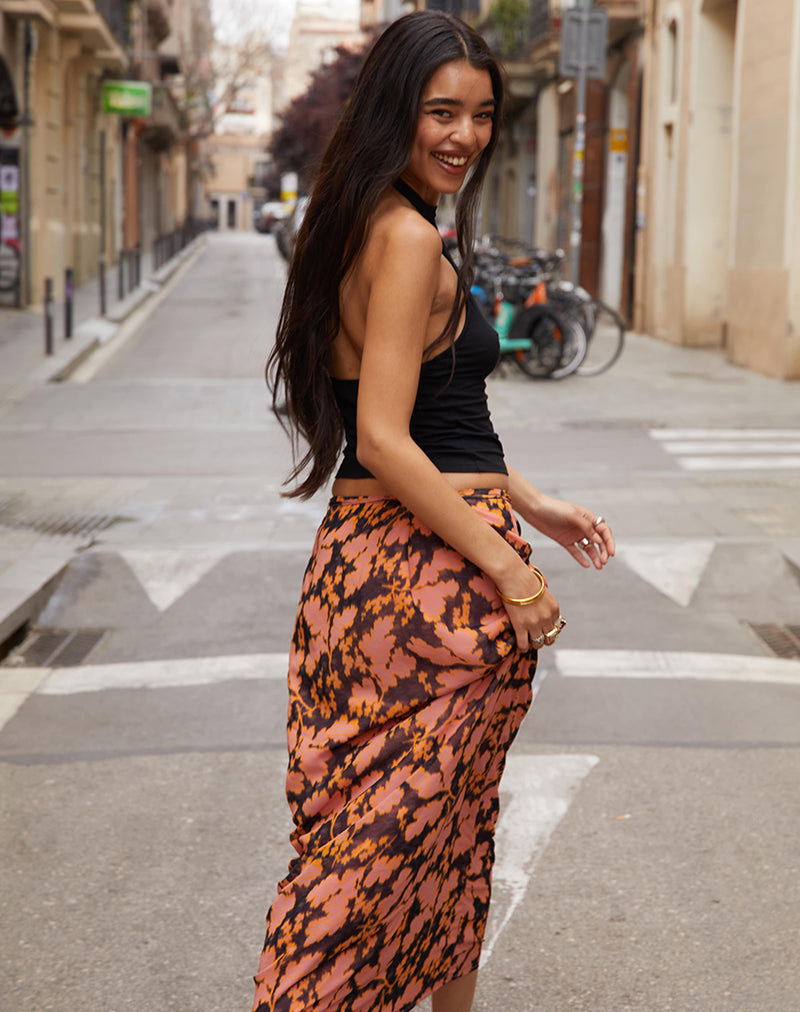 Gonna Jezza Slip Maxi in Floreale d'Arredamento
