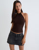 Immagine di Raceline Top con collo alto in jersey di rayon marrone cioccolato