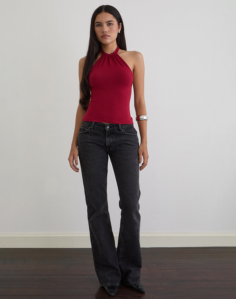 Immagine di Raceline Top con collo alto in jersey di rayon rosso Adrenalina