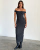Immagine di Racha Thick Rib Bardot Maxi Dress in Black Forest