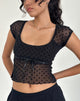 Immagine di Rada Top in maglia floccata Basic Polka Nero