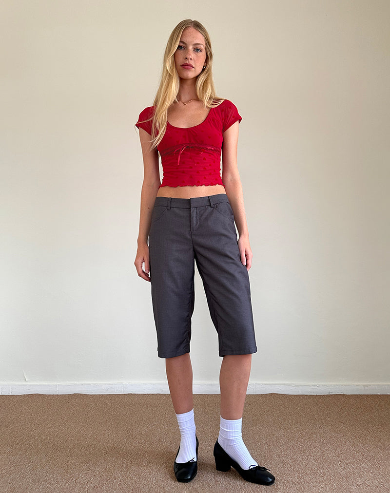 Immagine di Rada Top in maglia floccata con cuore rosso