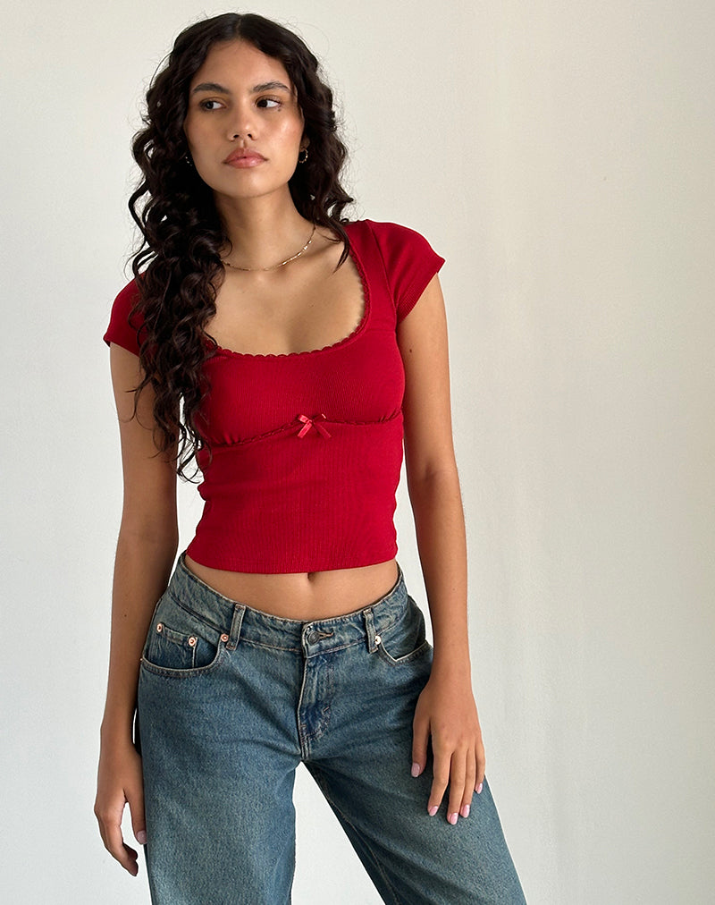 Top Rada in Rib Adrenaline Red