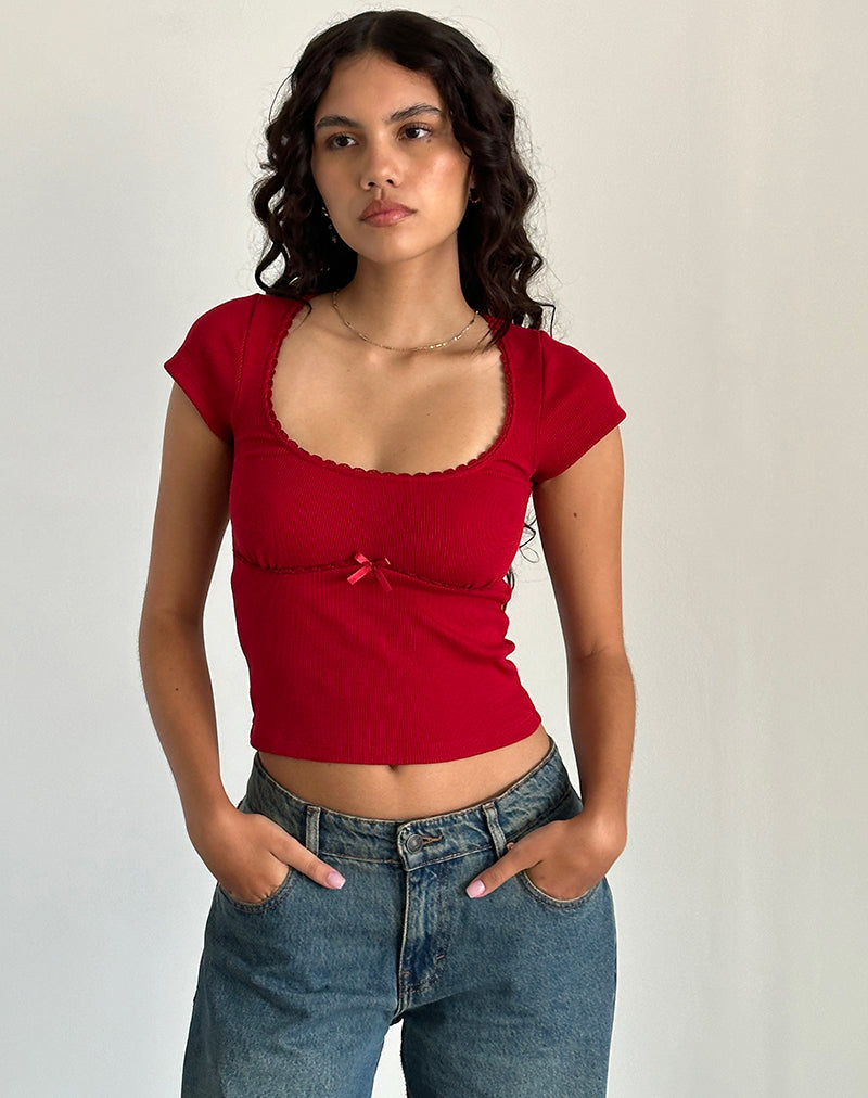Immagine di Rada Top in Rib Adrenaline Red