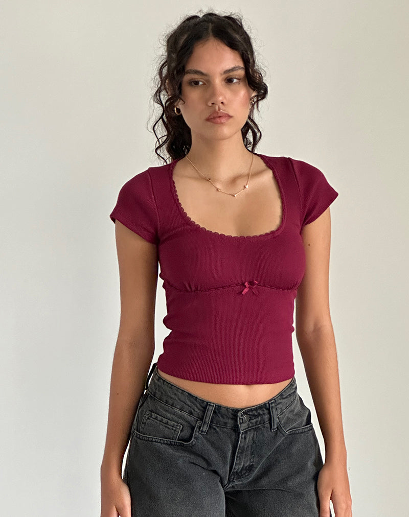 Immagine di Rada Top in Rib Burgundy