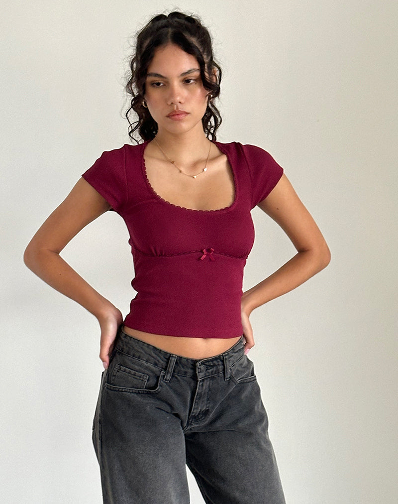 Immagine di Rada Top in Rib Burgundy