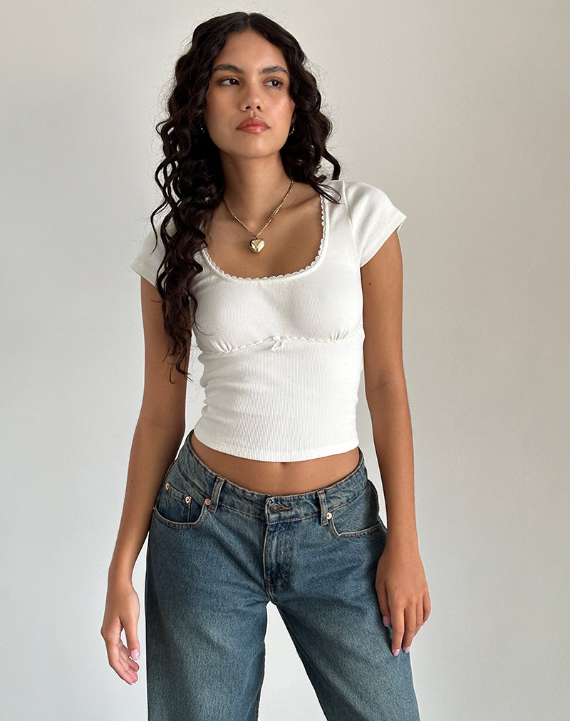 Immagine di Rada Top in Rib Off White