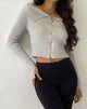 Immagine di Radia - Maglia con zip a manica lunga off-shoulder in grigio chiaro