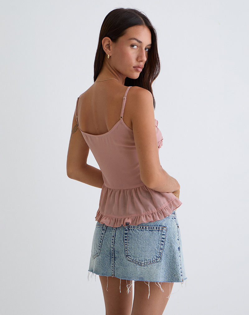 Immagine di Raeya Tie Front Cami Top in chiffon Rosa