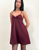 Immagine di Rafaila Mini Slip Dress in Raso Borgogna