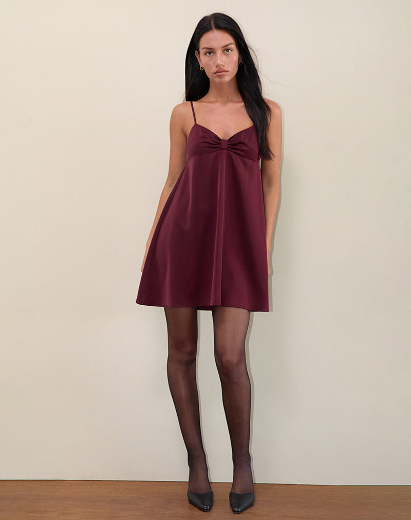Immagine di Rafaila Mini Slip Dress in Raso Borgogna