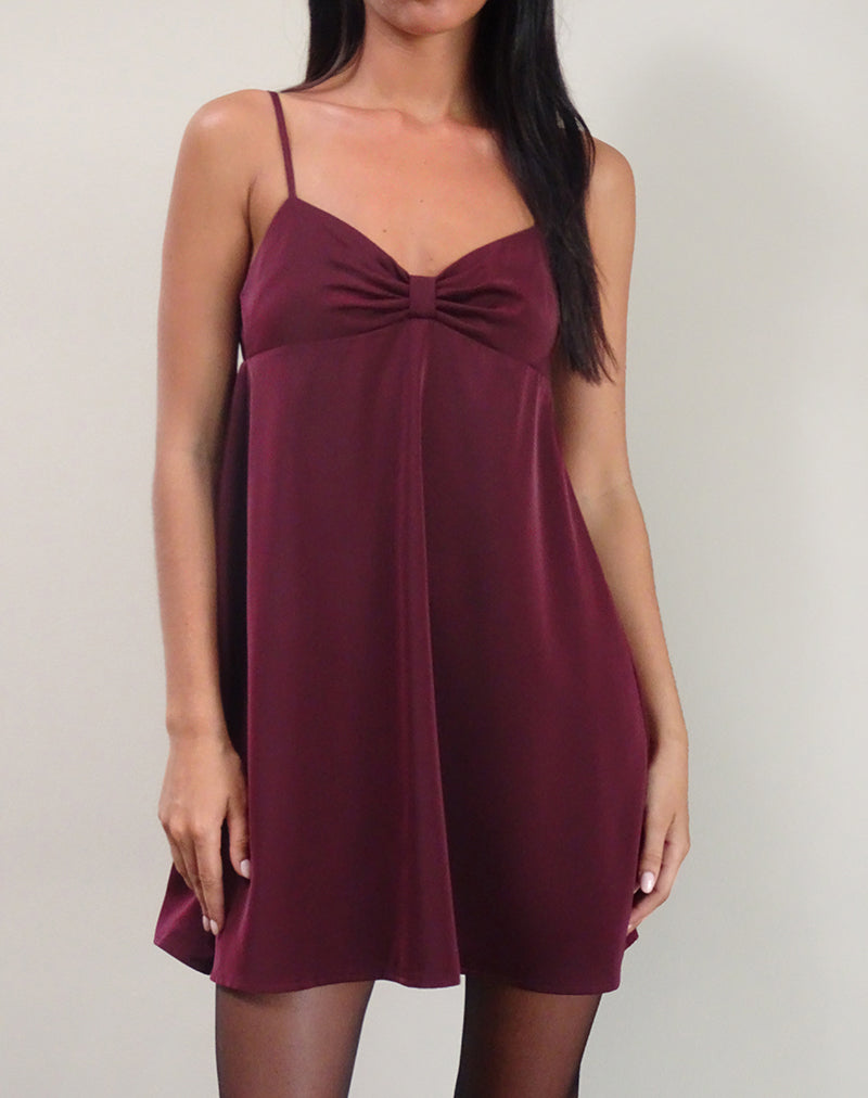 Immagine di Rafaila Mini Slip Dress in Raso Borgogna