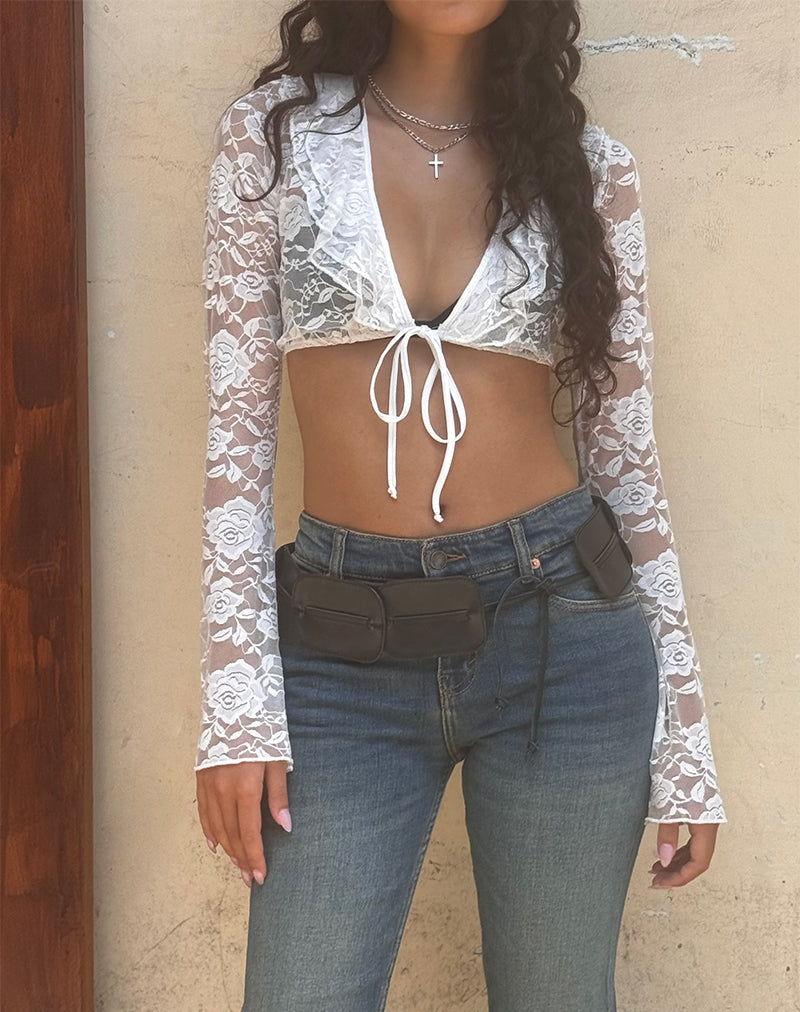 Immagine di Raine Cardigan sfoderato in pizzo Big Rose Avorio