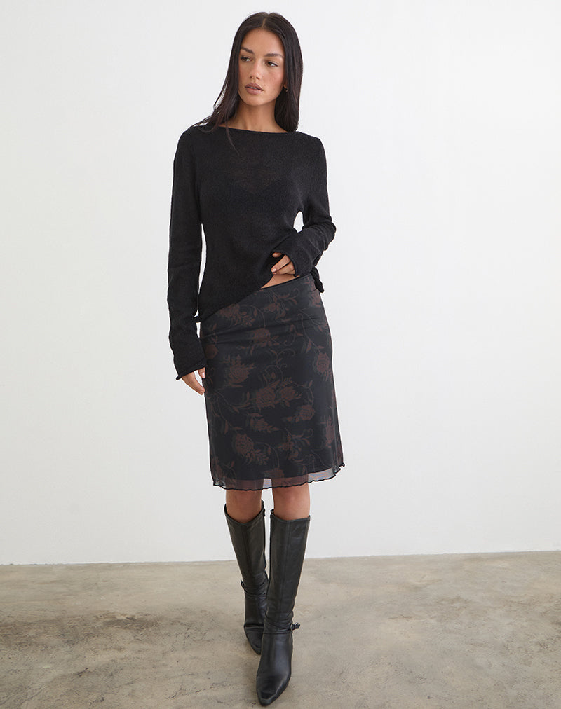 Gonna midi Rajhu in rosa dinamico