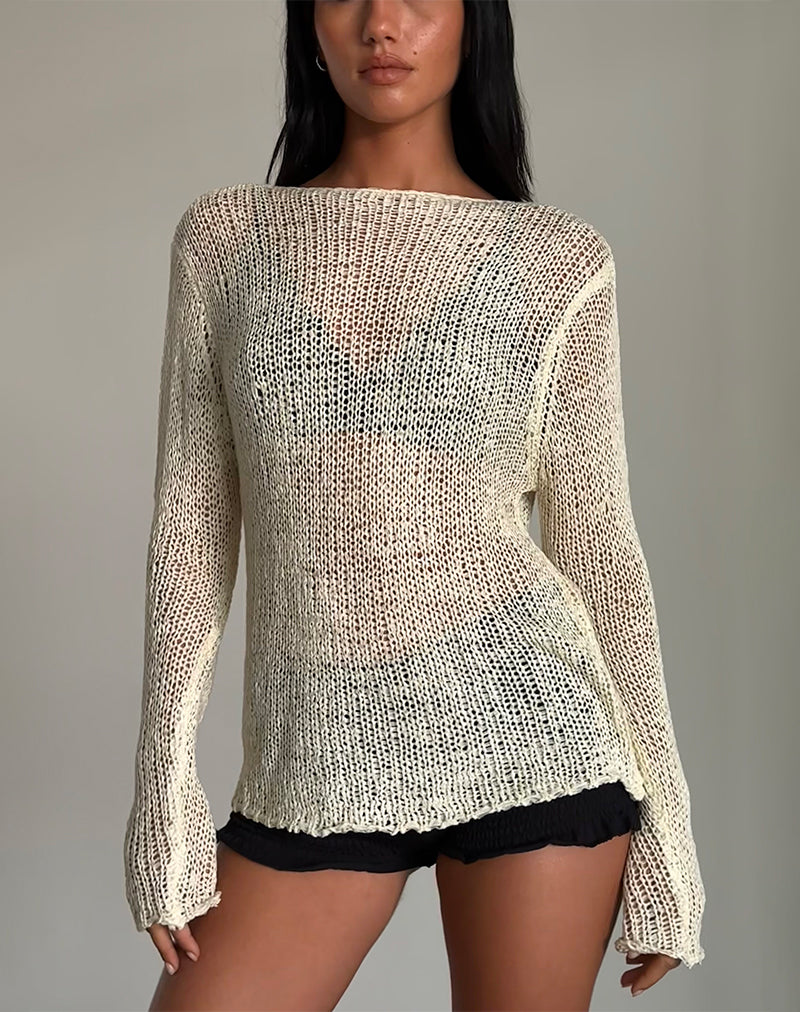 Maglia a trama aperta Rajiya in avorio