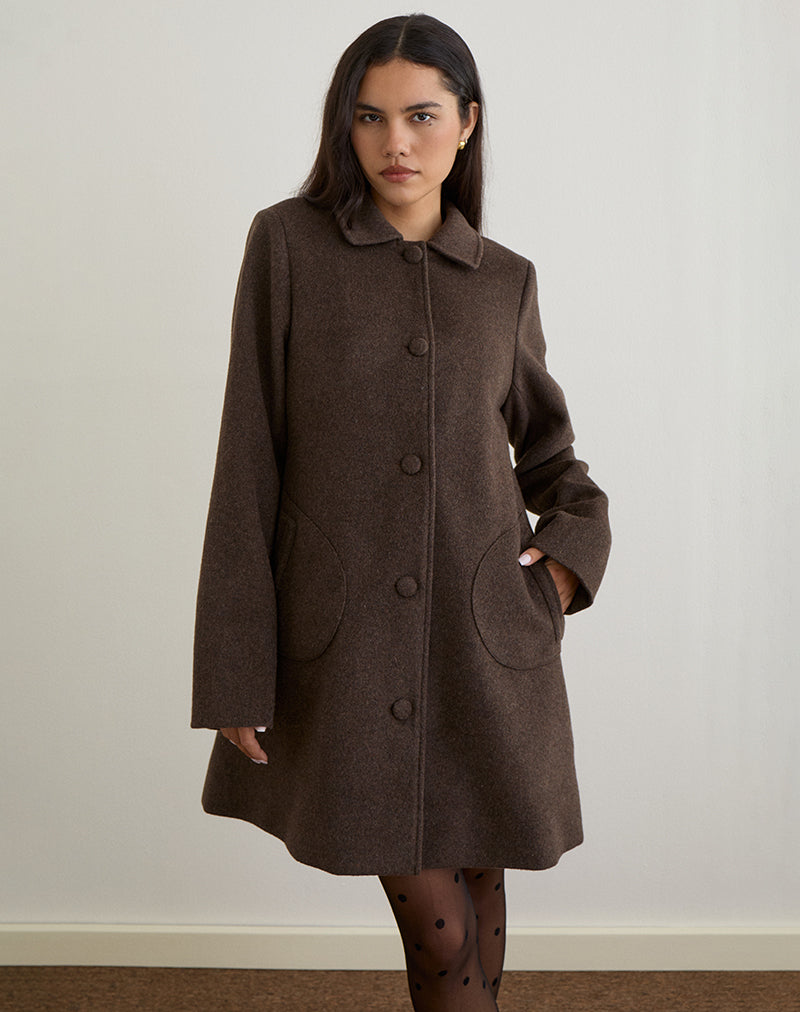 Cappotto Rakai in lana color cioccolato