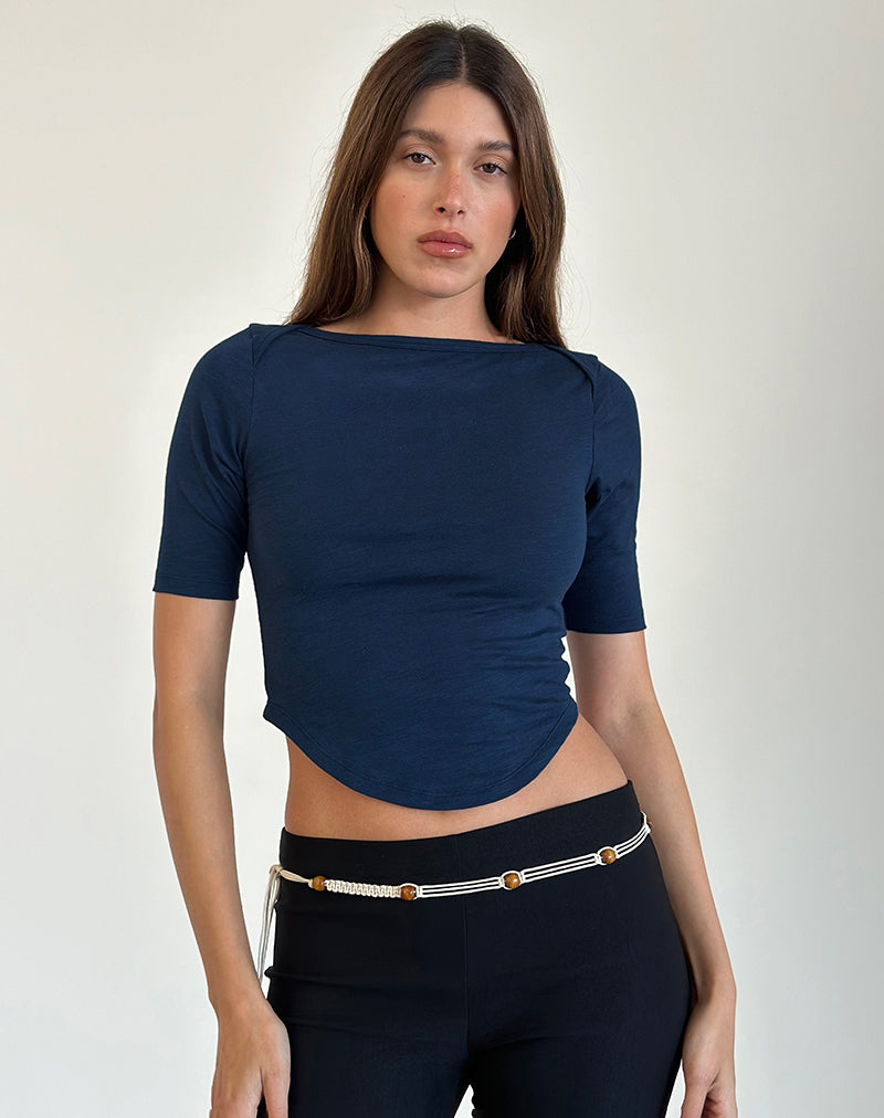Immagine di Ralda Curved Jersey Tee in Navy