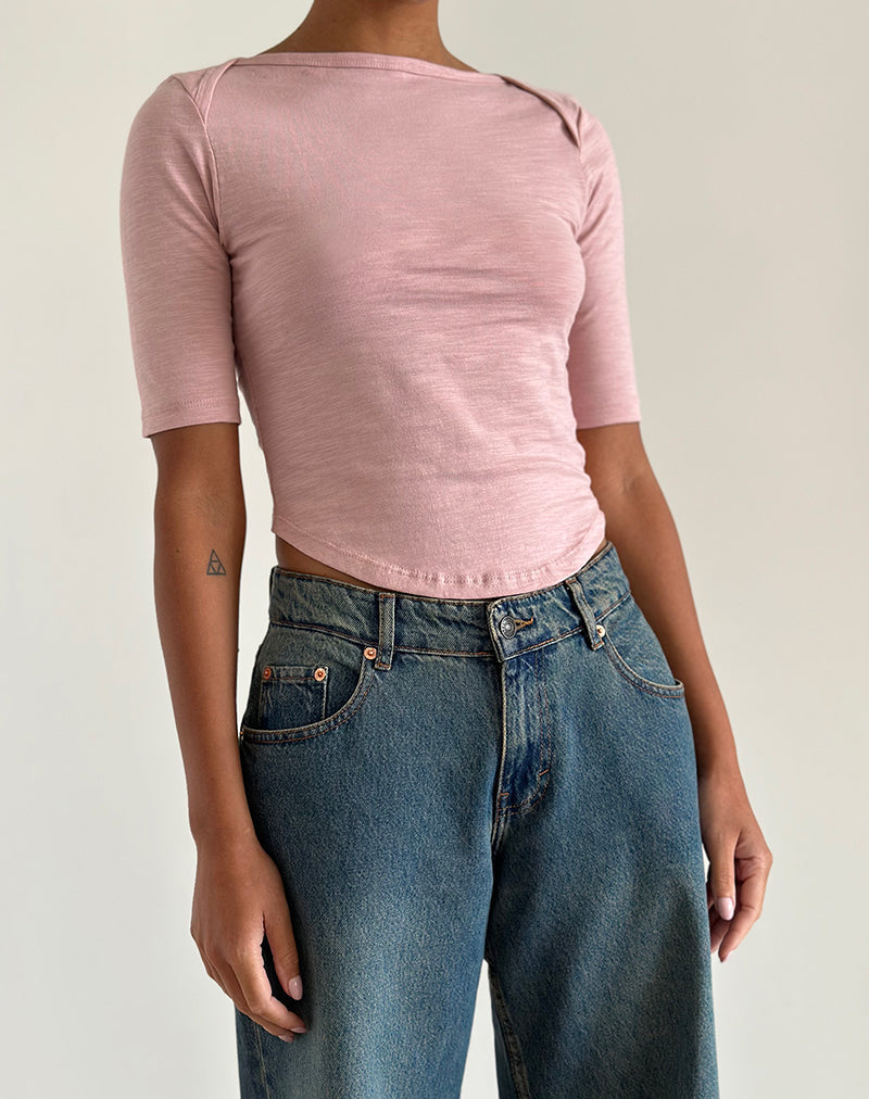 Maglietta Ralda in jersey curvo in rosa Lady